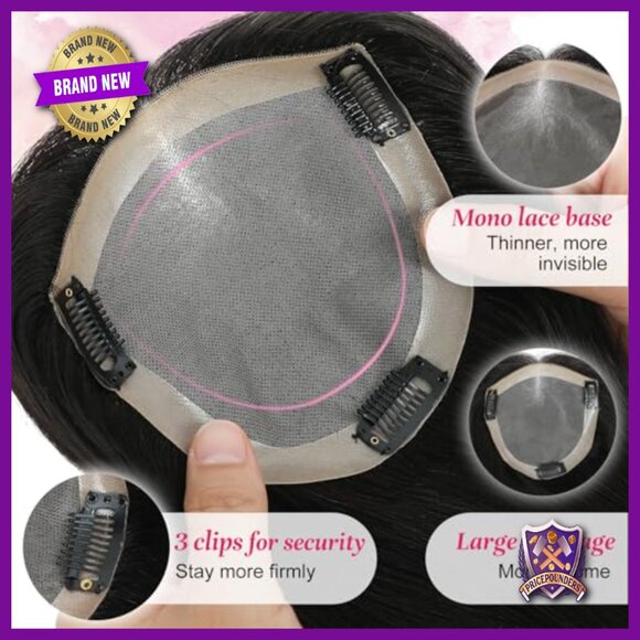 14 Inch Human Hair Topper 65g Swiss Lace Base Clip-In for Thinning Hair main image 6
